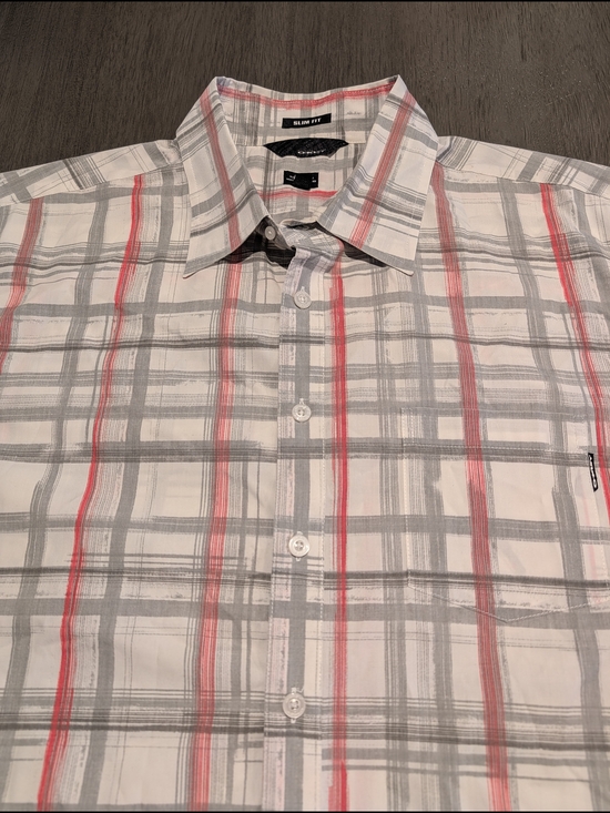 Oakley Other - Men's Oakley Slim Fit Plaid Button-Down Shirt - White, Gray & Red- Size XL